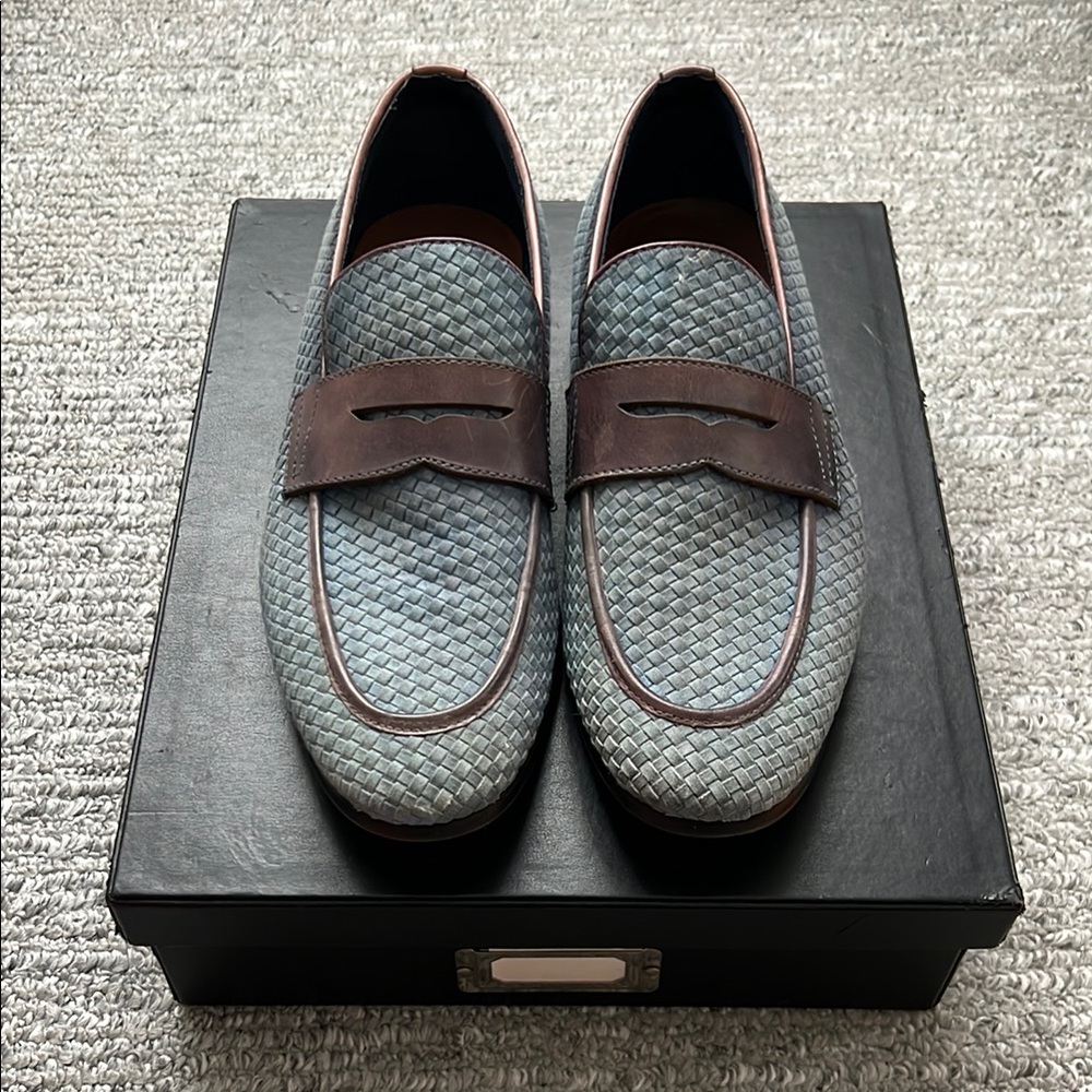 Aldo Men's Woven Leather Loafers - Gray and Brown
